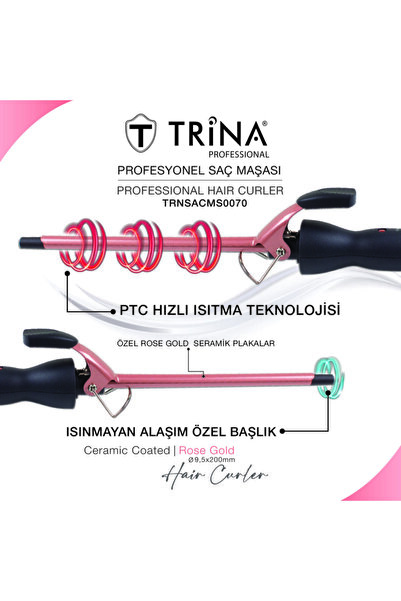 Trina Rose Gold Ceramic Coated Hair Curler 9,5mm Saç Maşası