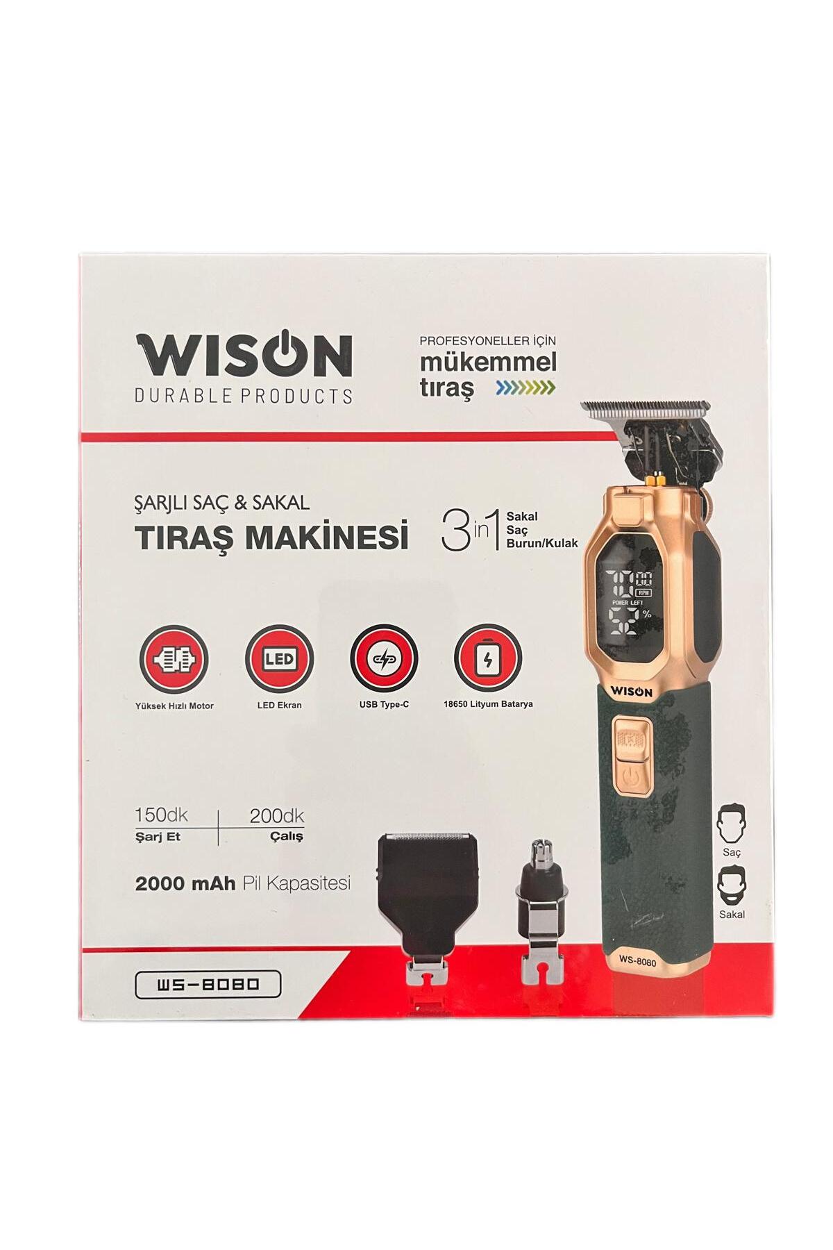 Wison WS-8080 Şarjlı Saç & Sakal Tıraş Makinesi 3in1